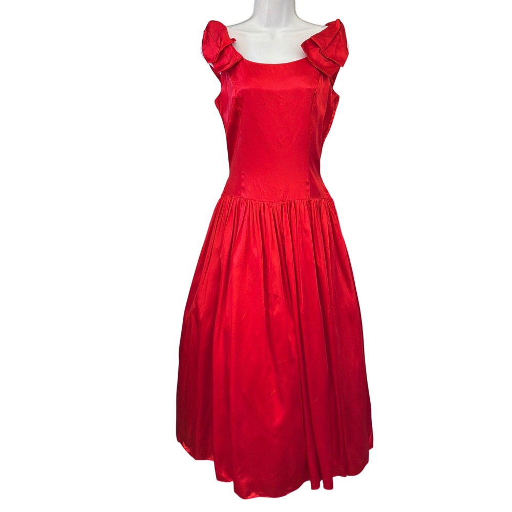 Vintage 80's 90's Jessica McClintock Red Gown Prom Regencycore Coquette Romantic